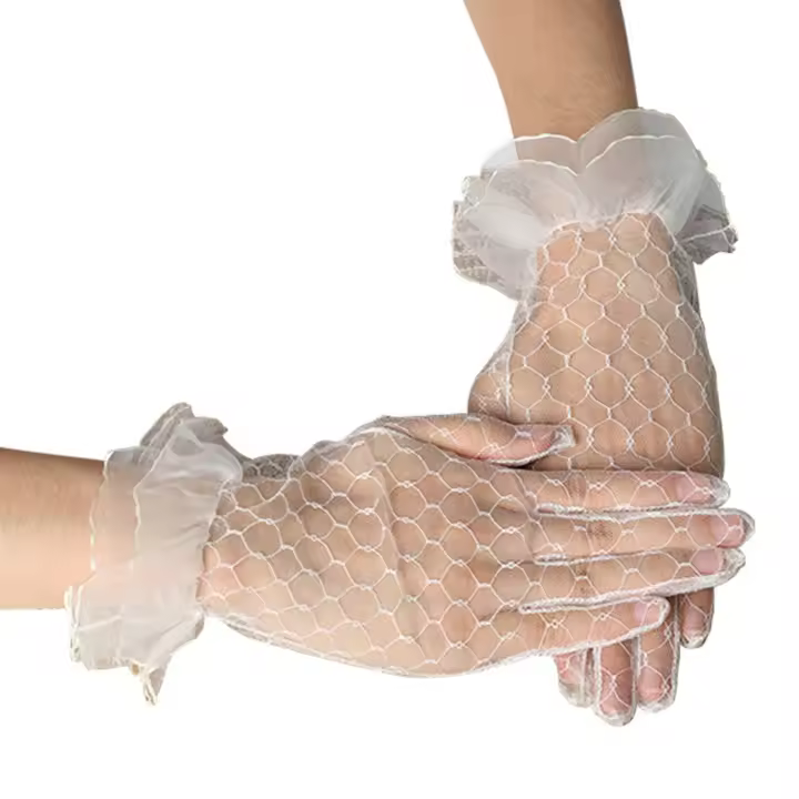 Guantes cortos de encaje para mujer, fiesta de té, disfraces de fiesta, guantes para boda, vestido de noche nupcial - 1