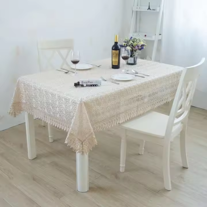 Mesa ENCE bordada con hilo de vidrio blanco, hueca, europea, mantel de mesa de comedor, floral, café romántico - 1