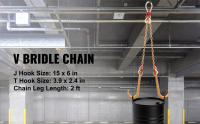SucceBuy Cadena de brida G80 V Cadena de remolque de 5/16" x 2' con ganchos J de 15", ganchos en T, ganchos de agarre, cadena de transporte resistente, carga de trabajo segura de 10800 libras para recuperación de camiones de plataforma - details 0