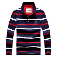 Polo de manga larga para hombre, Camiseta de algodón con bordado a rayas, informal, a la moda, novedad de primavera, 2024 - details 5