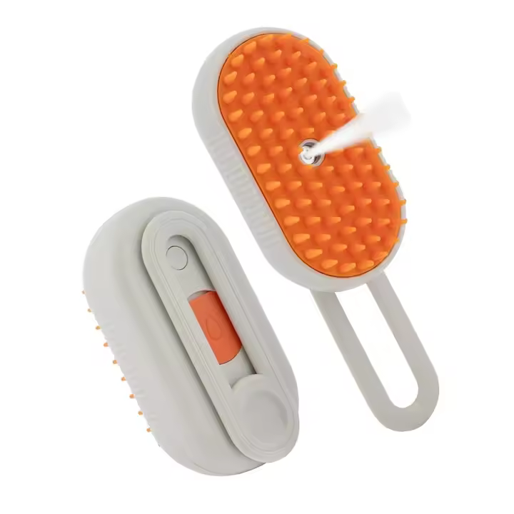Cepillo de vapor para gatos, peine de vapor antiestático 3 en 1 para gatos y perros para masaje, limpieza, eliminación de pelo y cepillos, cepillo de aseo para mascotas recargable por USB con spray - 1