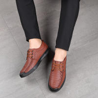 Los mocasines de cuero de vaca con cordones informales de negocios para hombre son cómodos y livianos - details 7