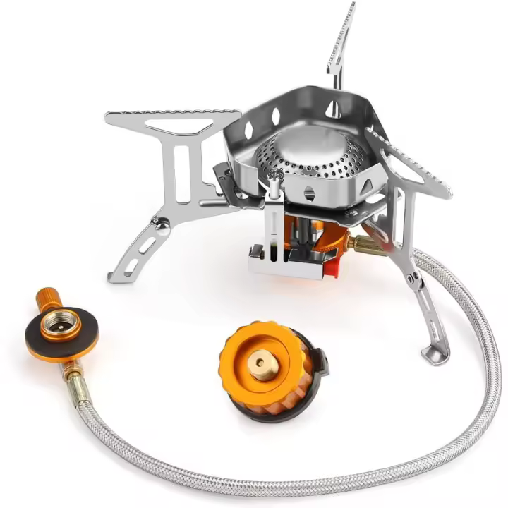 Mini Estufa Plegable de Acero con Encendido piezoeléctrico, Estufa de Gas Ultraligera y Duradera, 3500W, Camping - 1