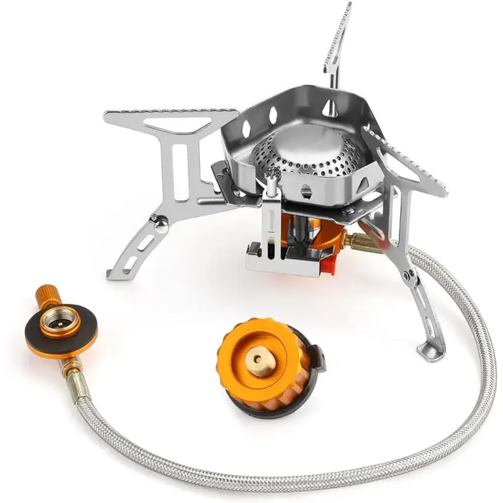 Mini Estufa Plegable de Acero con Encendido piezoeléctrico, Estufa de Gas Ultraligera y Duradera, 3500W, Camping - 1