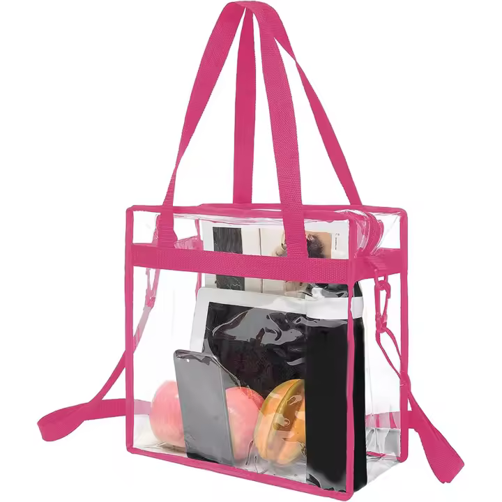 BAGAIL Bolsas Transparentes Aprobadas por el Estadio Bolso de Mano Transparente con Cierre de Cremallera Bandolera Bandolera con Correa Ajustable - 1