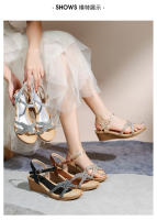 Nuevas sandalias de moda con diamantes de imitación, versión coreana, plataforma y tacón de cuña para mujer - details 9