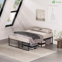 Cama de Acero Negro 140x190cm, Altura de 36cm, Espacio de Almacenamiento Bajo de Cama, Estructura de Cama Somier para Matrimonio, Armazón Marco Base de Cama - details 1