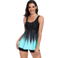 Conjunto de Baño de Dos Piezas de Moda para Mujeres 2024 Traje de Baño de Tela de Nylon con Estilo de Gradiente Short de Natación Plano de Color Sólido Estilo Playero de Primavera/Verano - details 7