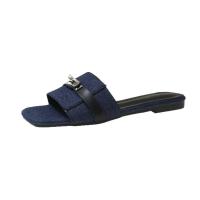 Sandalias de verano 2025 para mujer Punta cuadrada y correa sencilla Diseño vaquero para exteriores - details 1