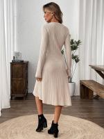 Los vestidos casuales de moda de las mujeres son simples y versátiles vestidos medianos y largos delgados - details 2