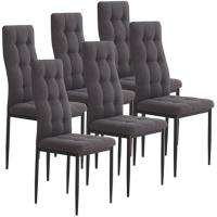 6 Sillas Zuni, Color Gris, Sillas Estilo Moderno, Respaldo y Asiento Tapizado Capitoné, Patas metálicas - details 0