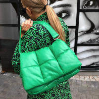 Bolso de hombro acolchado a cuadros, bolso de diseñador para mujer, bolsos de compras cruzados con solapa de cuero PU, invierno - details 15