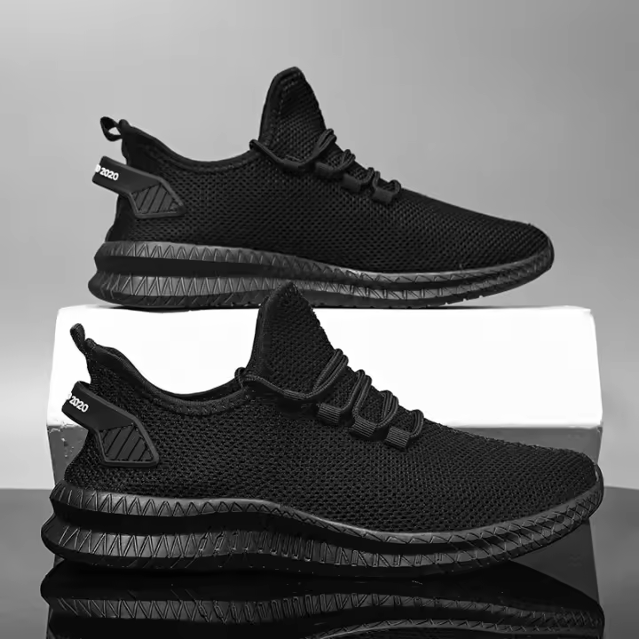 Otoño Versátil Extra Grande 45 Flyknit Deportes y Ocio 46 Zapatos de Moda de Malla Transpirable para Hombre 47 Negro - 1