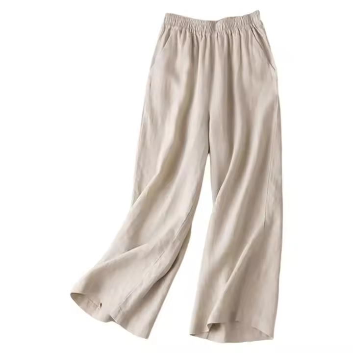 Pantalones para Mujer de Tela Suave y Ligera Color Sólido para Verano Estilo Casual Recto y Largo - 1