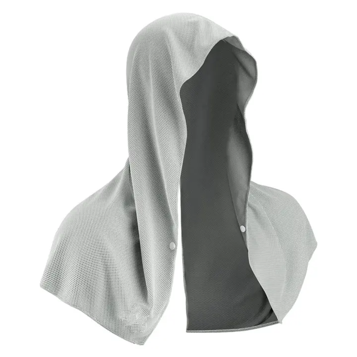 Toalla refrescante con capucha, toallas de refrigeración para cuello y cara, para Sauna, Yoga, Camping, entrenamiento, gris - 1