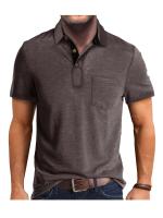 Camisa de manga corta para hombre, camisa de solapa con botones, bolsillo en el pecho, color sólido, a la moda - details 55