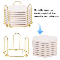 8 PC Coasters for Drinks Absorbent with Holder Marble Design Ceramic Coaster Set Super Absorbent Hot and Cold Drink - details 5