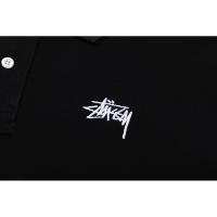 Polo de corte recto y holgado de marca de moda americana, tejido de doble brillo de puro algodón con logotipo bordado clásico, camisa de manga corta sin cuello para hombre, nueva camiseta informal de estilo veraniego para parejas - details 4