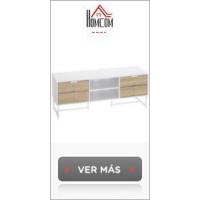 Mueble de TV para Televisores de 50" Mesa de Salón Moderno con Puerta 2 Estantes Abiertos y 2 Cajones Carga 30 kg para Dormitorio Sala 120x28x44 cm Blanco - details 10