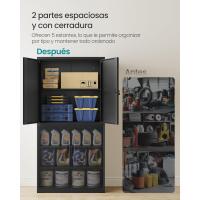 Armario de Garaje de 5 Estantes con 4 Puertas, Armario de Oficina, 40 x 80 x 180 cm, 2 Cerraduras, Estantes Ajustables, Gabinete de Metal, Gris Mate OMC016G01 - details 9