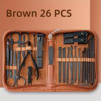 Kit de manicura de acero inoxidable de 26 piezas, juego de manicura, cortaúñas profesional, herramientas para el cuidado de las uñas con lujosa estuche de viaje - details 0