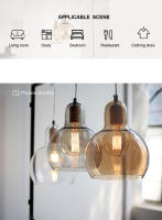 Luces colgantes modernas, pantalla de cristal ámbar transparente, lámparas colgantes para Loft, E27, 220V, para comedor, decoración del hogar - details 2