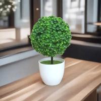 Plantas artificiales en maceta, bonsái verde, bola de nieve Sakura, plantas de árbol pequeño, flores falsas, adornos en maceta, decoración del jardín del hogar - details 8