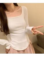 Camiseta ajustada de algodón para mujer, Top corto de manga larga, camiseta Sexy blanca Y2k para primavera y otoño - details 43