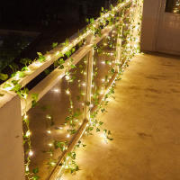 Guirnalda de plantas de hoja de hiedra Artificial verde, guirnalda de luces de vid, follaje falso, flores para el hogar, cocina, jardín, oficina, boda, decoración de pared - details 4