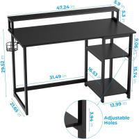 Escritorio de Ordenador con Soporte de Monitor Escritorio de Oficina con Estantes de Almacenamiento Ajustables Pequeño Escritorio Reversible para el Estudio Beige - details 30