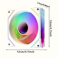 Ventilador de Enfriamiento para Carcasa con Luz ARGB y Flujo de Aire Reverso de 5V3Pines, Control de Temperatura PWM Ventilador Silencioso de 12cm - details 6