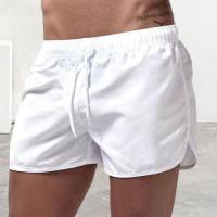 Pantalones cortos de surf de playa para hombre, cintura elástica de tiro bajo, cordón, ribete lateral irregular transpirable, traje de baño, verano - details 10
