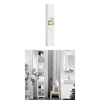 SoBuy Armario de Baño Mueble Baño Auxiliar Organizador con 1 Comportamiento Abierto y 2 Puertas 70 x 35 x 90 cm Blanco BZR121-W ES - details 14
