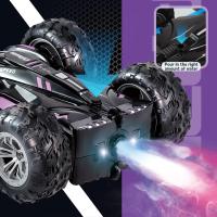 Coche teledirigido de doble cara con luces para niños, juguete con espray de 2,4G, carga directa, compatible con carga externa - details 3