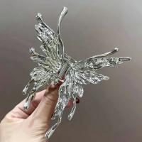 Pinza Para El Cabello En Forma De Mariposa De Plata Brillante Con Geometricas Y Rosa Para Mujeres Y Niñas Accesorio De Moda Para Peinado - details 0
