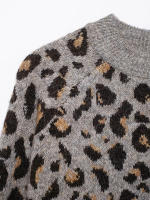 TRAFZA-para Mujer, Jersey elegante con estampado de leopardo y Jacquard, jersey de manga larga con cuello redondo, Top tejido - details 3