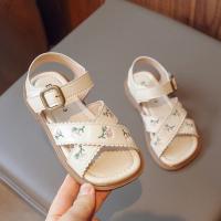 Sandalias planas informales con bordado de flores para niños, zapatos de playa versátiles, Punta abierta, Princesa, Verano - details 2