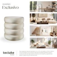 Taburete Almacenaje Bouclé, Carga: 120 kg, MDF, Puff Almacenaje, Taburete Dormitorio, Reposapies Puff, Zapatero Entrada Recibidor, Asiento Acolchado, Ideal Salón Hogar - 42 x 47 cm Crema - details 44