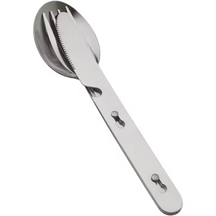 Juego de cubiertos para senderismo, utensilios para acampar 4 en 1, cubiertos portátiles de acero inoxidable, cuchara, tenedor, cuchillo y abridor de botellas, paquete combinado para viajes de picnic, barbacoa, mochila, equipo al aire libre - 1