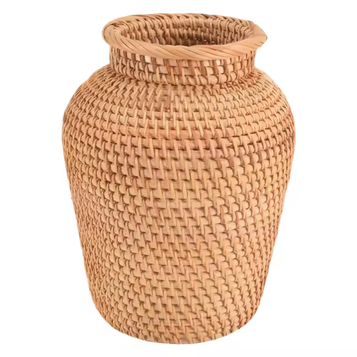 Florero tejido de ratán, florero artístico, decoración de mesa a la moda, maceta para plantas y flores, maceta caprichosa para decoración del hogar - 1