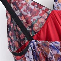Vestido largo estilo vacacional holgado con estampado floral de verano 2025 con cuello en V y tirantes, nueva ropa de mujer. - details 7
