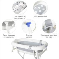 Bañera Bebe con Patas y Cojín Comoda, Facil de Guardar, con Tapón y Patas Antideslizantes - Bañera Bebé Plegable Portatil - Asiento Bañera Bebe - details 1