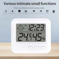 Medidor de temperatura y humedad de cara sonriente para interiores, estación meteorológica para el hogar, termómetro Digital LCD, higrómetro con reloj despertador - details 3