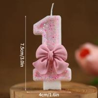 Vela Digital con purpurina rosa para decoración de tartas, adorno de pastel de cumpleaños, fiesta de aniversario, número 3D - details 2