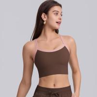 Sujetador deportivo de nailon para mujer, camiseta sin mangas de color sólido, transpirable, de secado rápido - details 10