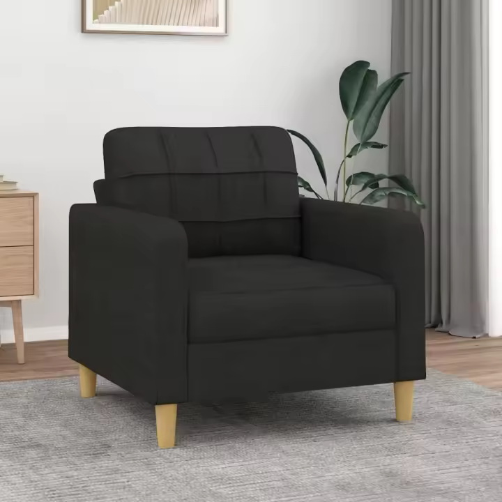 Sofá de 2 plazas de tela negra de 140 cm - 1