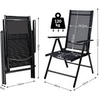 2X Sillas de Jardín Plegables Antracita Asiento Ligero Aluminio Silla Reclinable 8 Posiciones hasta 120Kg - details 24