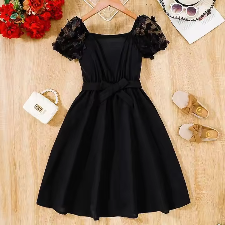 Vestido Decorativo de Malla Transpirable Manga Corta, Cinturón de Hombro, Lindo y Fresco para Fiestas de Cumpleaños y Verano - 1
