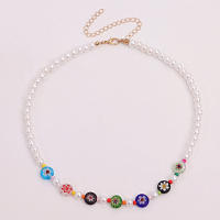 Collar de perlas de cristal con flores coloridas para mujer, collar corto geométrico de moda - details 3