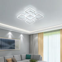 Goeco-Lámpara de Techo Moderna 70W, Plafón Blanca Creativa de Techo para Sala de estar, Lámpara Rectangular de 5 Luces, Iluminación Interior de 6000K Luz Blanca Fría para Dormitorio, Salón, Oficina, Comedor, 220V, Blanco - details 6